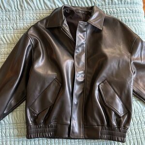 LIONESS Faux Oversized Leather Jacket